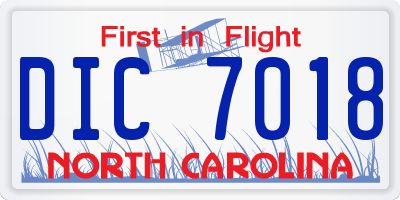 NC license plate DIC7018