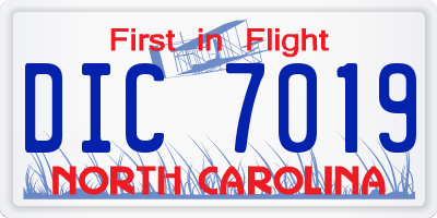 NC license plate DIC7019