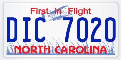NC license plate DIC7020
