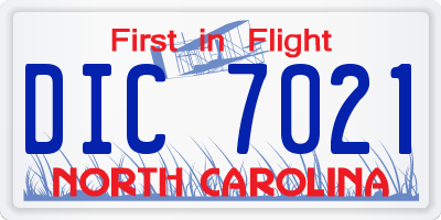 NC license plate DIC7021