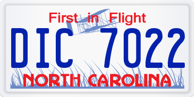 NC license plate DIC7022