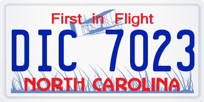 NC license plate DIC7023