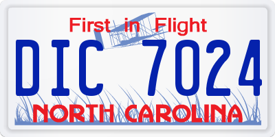 NC license plate DIC7024
