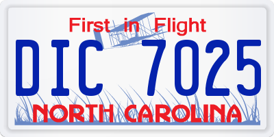 NC license plate DIC7025