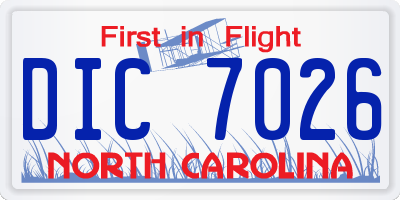 NC license plate DIC7026