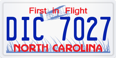 NC license plate DIC7027