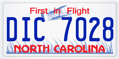 NC license plate DIC7028