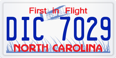 NC license plate DIC7029