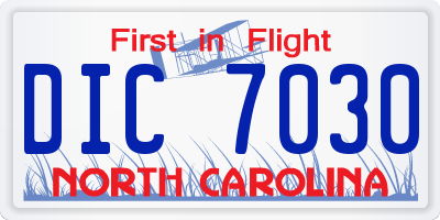NC license plate DIC7030