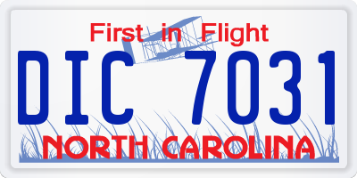 NC license plate DIC7031