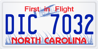 NC license plate DIC7032
