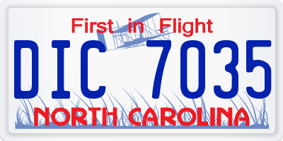 NC license plate DIC7035