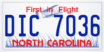 NC license plate DIC7036