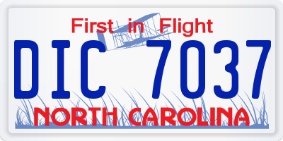 NC license plate DIC7037