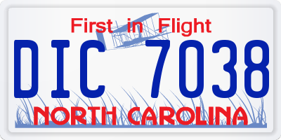 NC license plate DIC7038
