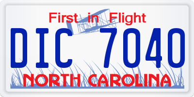 NC license plate DIC7040