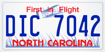 NC license plate DIC7042