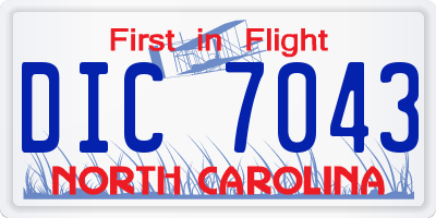 NC license plate DIC7043