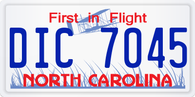 NC license plate DIC7045