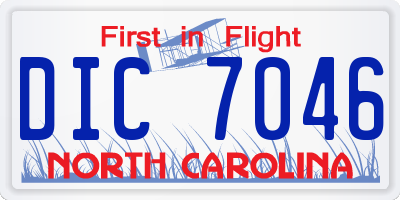 NC license plate DIC7046