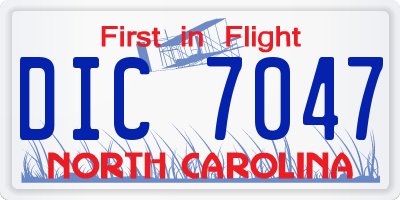 NC license plate DIC7047