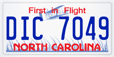NC license plate DIC7049