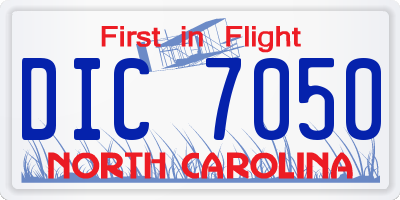 NC license plate DIC7050