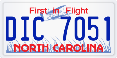 NC license plate DIC7051