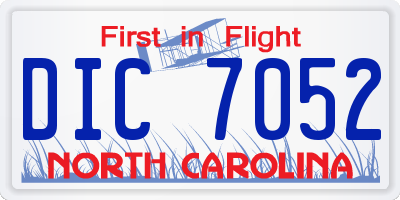 NC license plate DIC7052