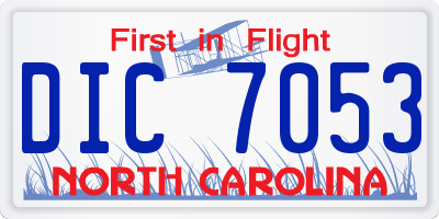NC license plate DIC7053