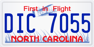 NC license plate DIC7055