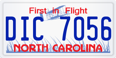 NC license plate DIC7056