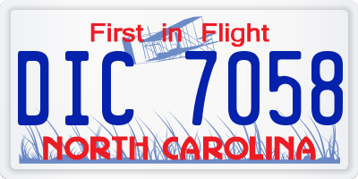 NC license plate DIC7058