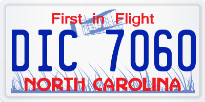 NC license plate DIC7060