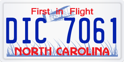 NC license plate DIC7061