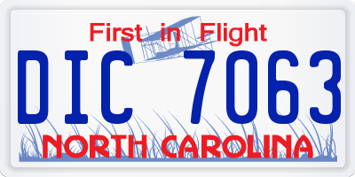 NC license plate DIC7063