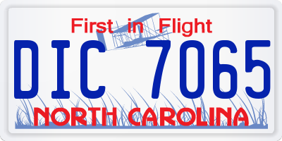 NC license plate DIC7065