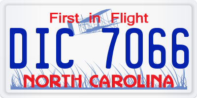 NC license plate DIC7066