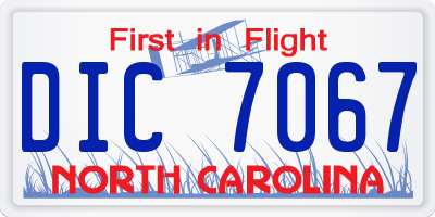 NC license plate DIC7067