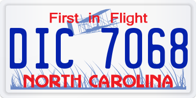 NC license plate DIC7068