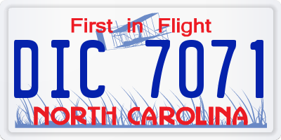 NC license plate DIC7071