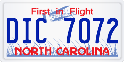 NC license plate DIC7072