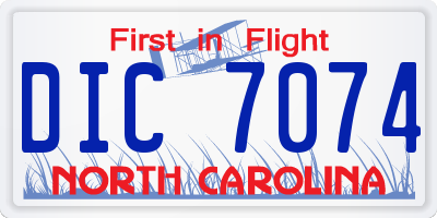 NC license plate DIC7074
