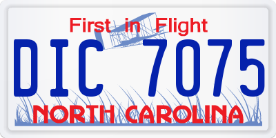 NC license plate DIC7075