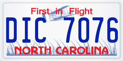 NC license plate DIC7076