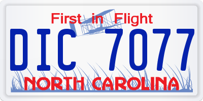 NC license plate DIC7077