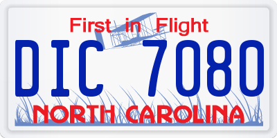 NC license plate DIC7080