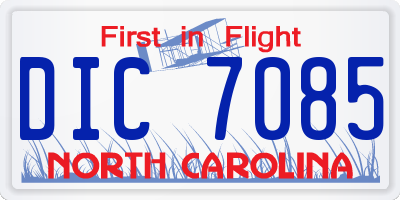 NC license plate DIC7085