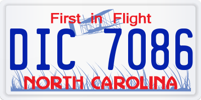 NC license plate DIC7086