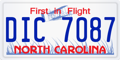 NC license plate DIC7087